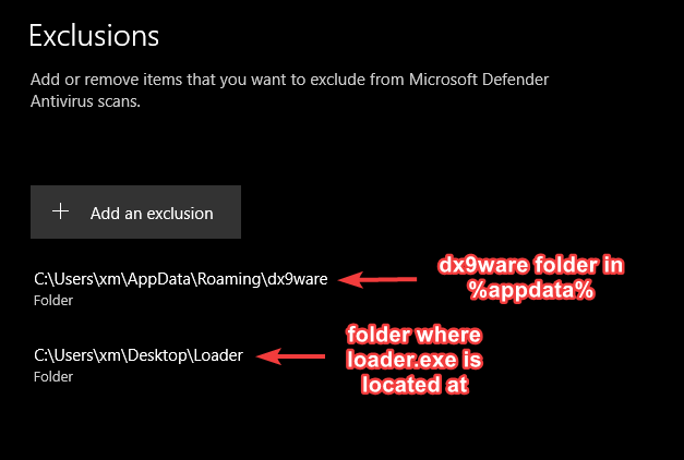 DX9WARE AV Exclusions
